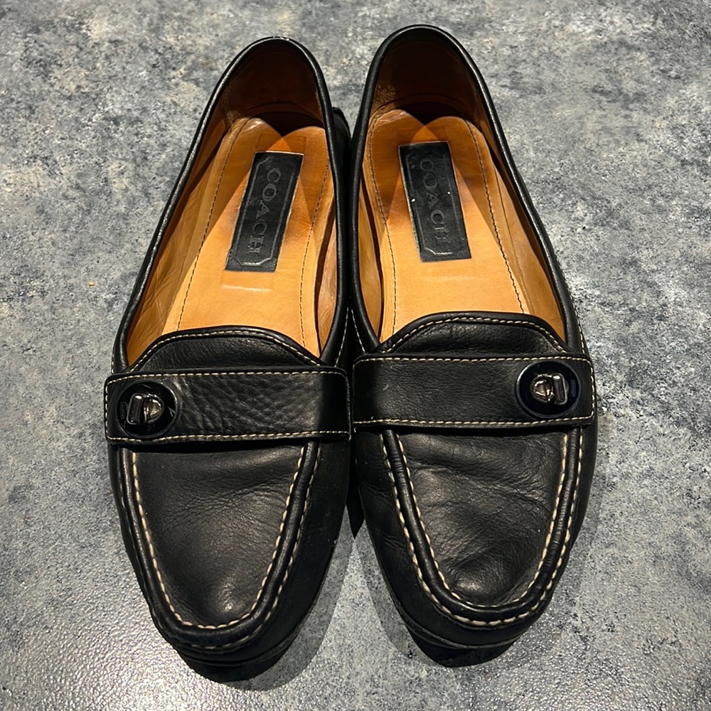 Vintage Coach Black Leather Samara Driving Moccasins Turnlock Sz 9